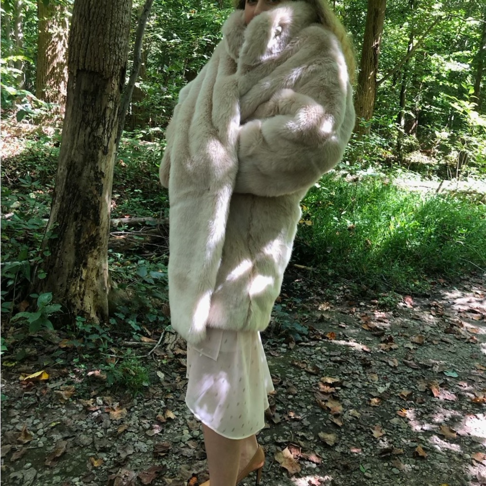Happy Nature Extremely Soft Fur Coat in Dusty Rose